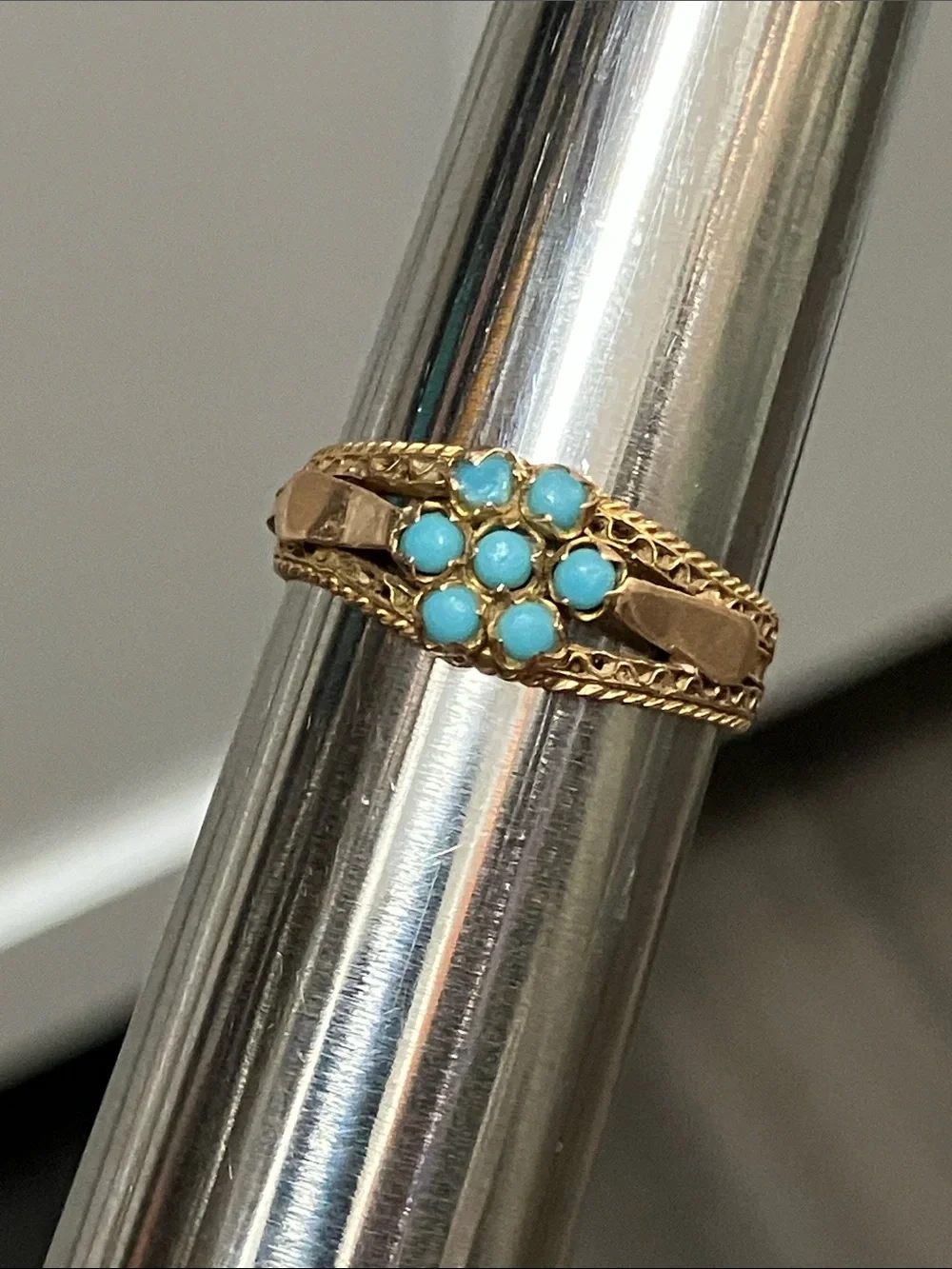 15K Gold Victorian Turquoise ring - Picture 6 of 17